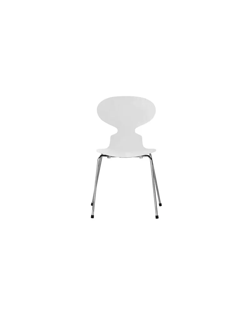 Fritz Hansen Stapelbarer Stuhl Fourmi - Weiß - Eschefurnier - Designer Arne Jacobsen 