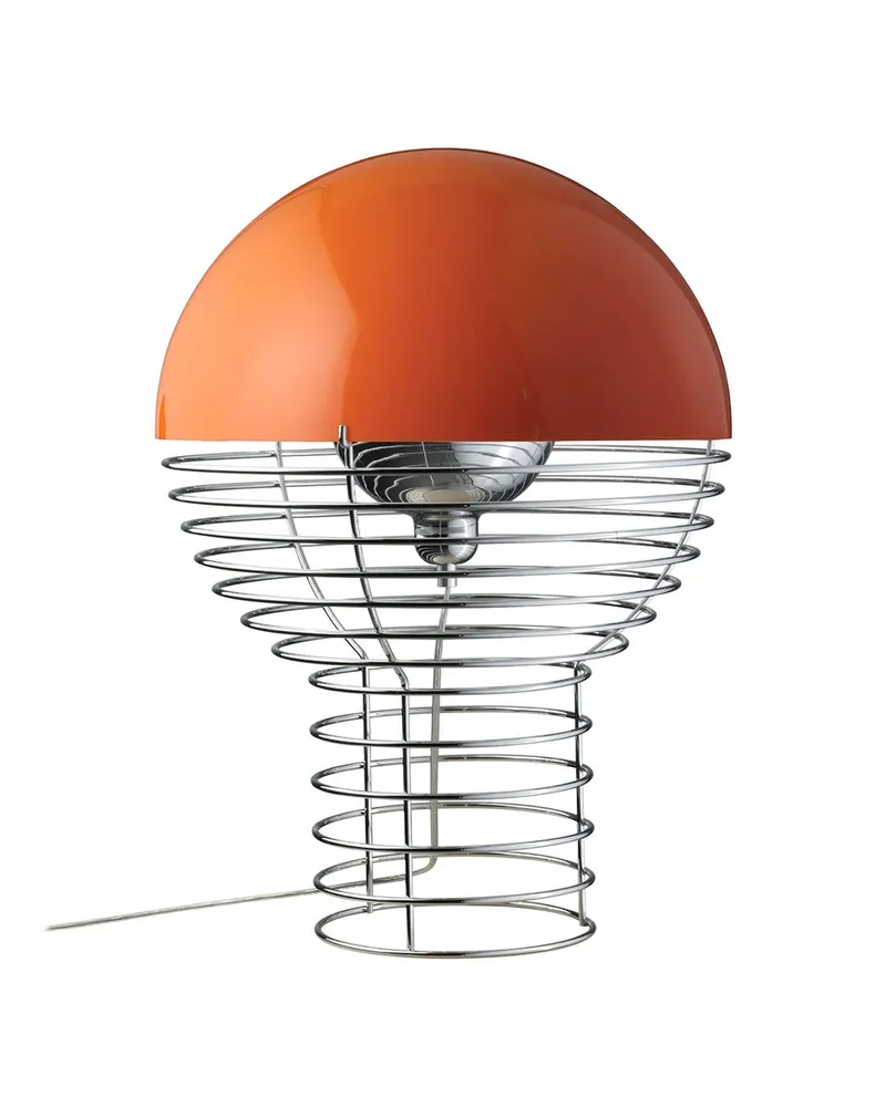 Verpan Tischleuchte Wire - Orange - verchromter Stahl - Designer Verner Panton 