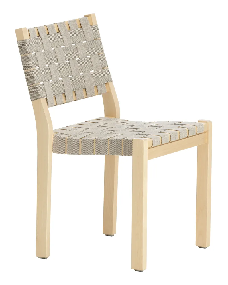 Artek Stapelbarer Stuhl Sangles - Weiß - Leinen-Gurte - Designer Alvar Aalto 