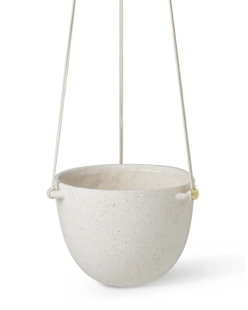 ferm LIVING Blumentopf zum Aufhängen Speckle - Weiß - Sandstein - Designer Trine Andersen 