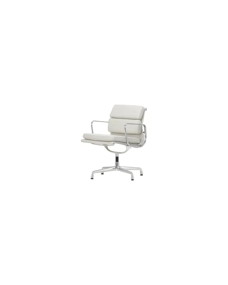 Vitra Gepolsterter Sessel Soft Pad - Weiß - Polierter Aluminium-Druckguss - Designer Charles & Ray Eames 