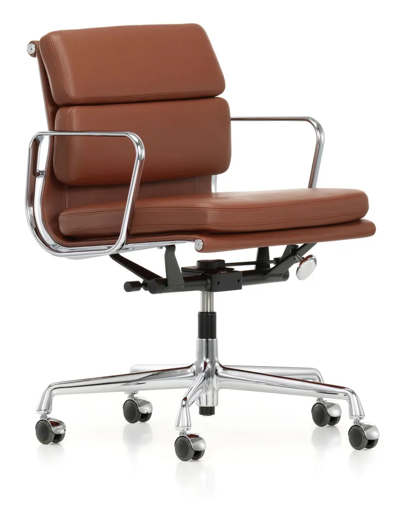Vitra Sessel mit Rollen Soft Pad - Grün - Rindsleder - Designer Charles & Ray Eames 