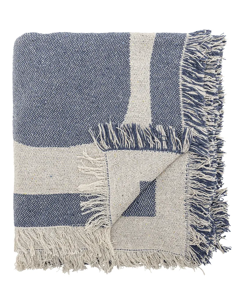 Bloomingville Decke Ethan - Blau - Recycelte Baumwolle 