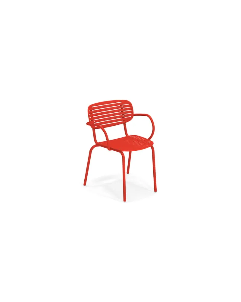 EMU Stapelbarer Sessel Mom - Rot - gefirnister Stahl - Designer Florent Coirier 