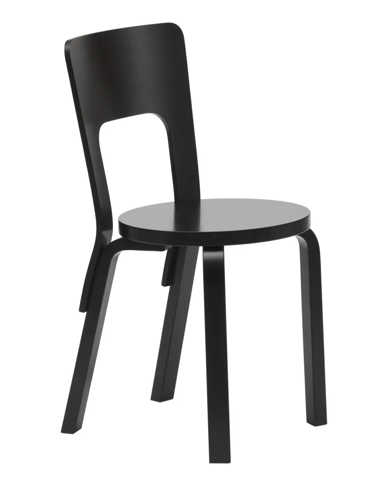 Artek Stuhl L-leg - Schwarz - Lackiertes Birken-Schichtholz - Designer Alvar Aalto 