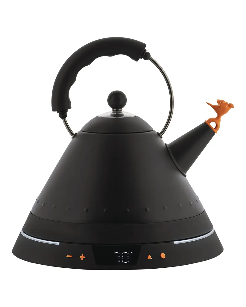 Alessi Wasserkocher Oisillon - Schwarz - Farbig beschichteter Edelstahl - Designer Michael Graves 