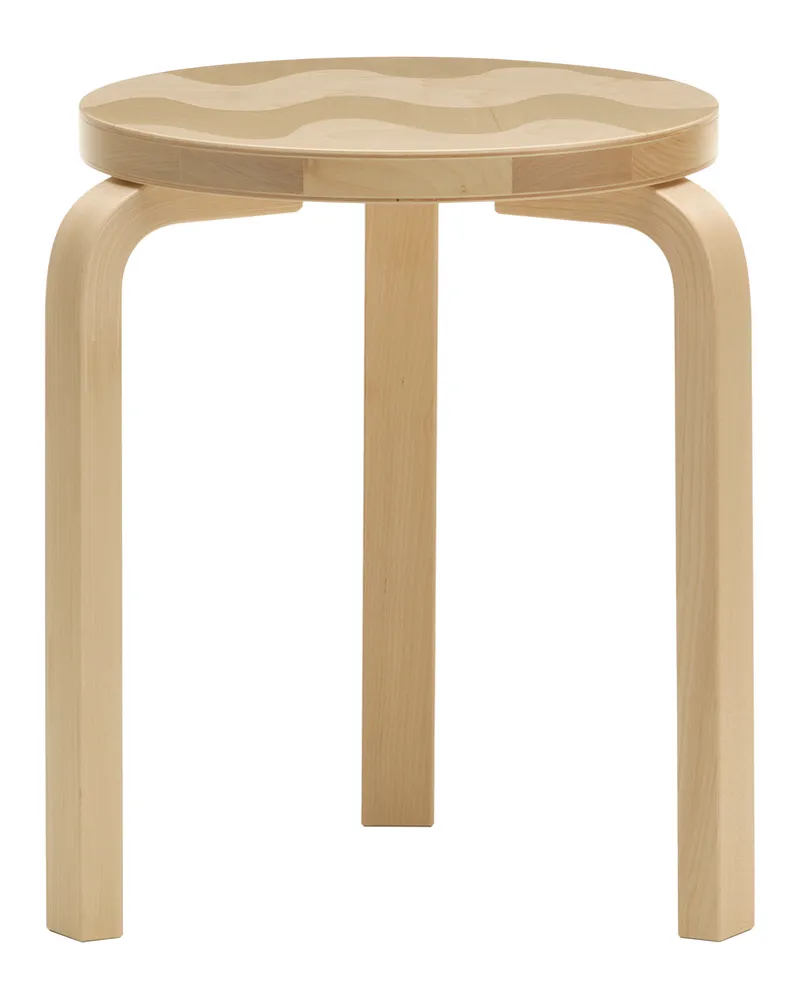 Artek Stappelbarer Hocker Artek + Marimekko - Holz natur - Birke Schichtholz - Designer Maija Isola 