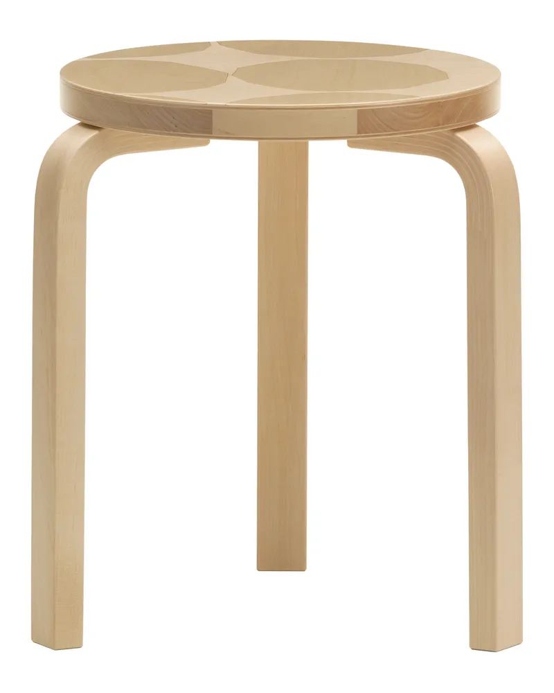 Artek Stappelbarer Hocker Artek + Marimekko - Holz natur - Birke Schichtholz - Designer Maija Isola 