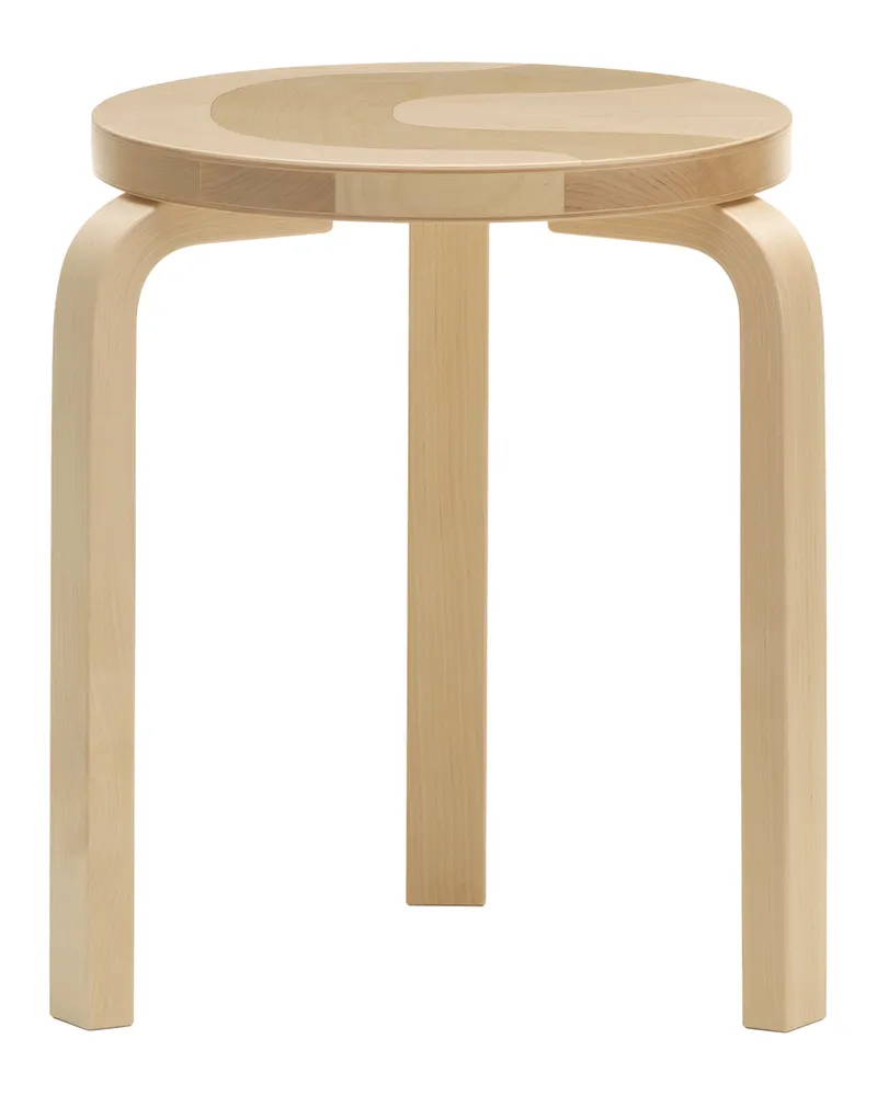 Artek Stappelbarer Hocker Artek + Marimekko - Holz natur - Birke Schichtholz - Designer Maija Isola 