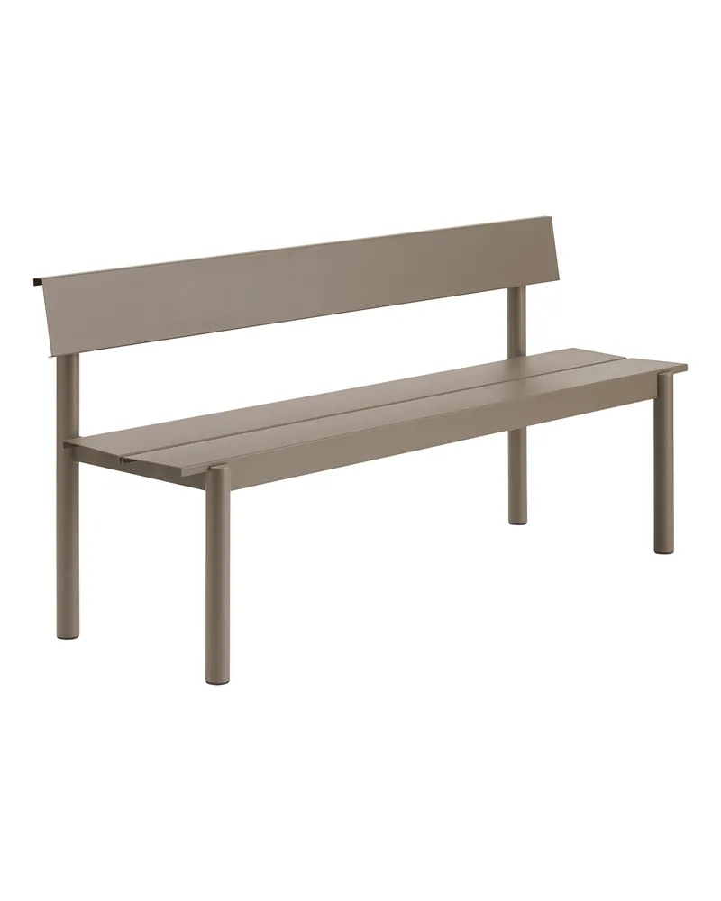 Muuto Bank mit Rückenlehne Linear - Schwarz - Verzinkter, pulverbeschichteter Stahl - Designer Thomas Bentzen 