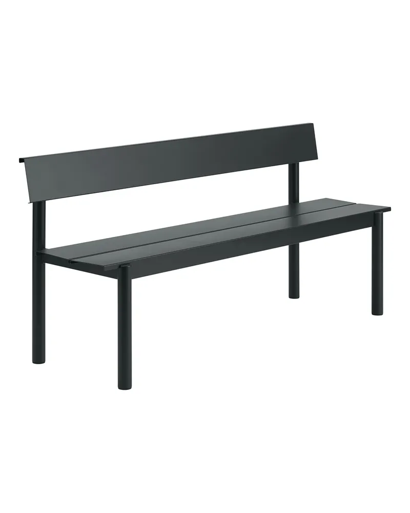Muuto Bank mit Rückenlehne Linear - Schwarz - Verzinkter, pulverbeschichteter Stahl - Designer Thomas Bentzen 