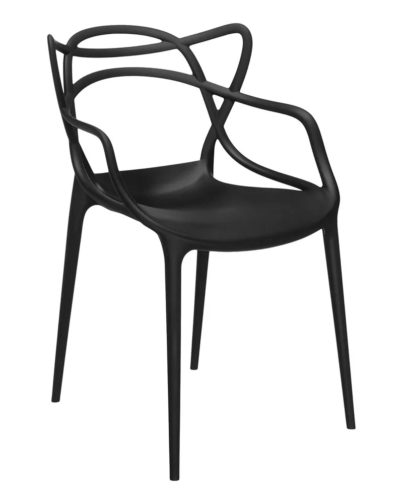 Kartell Set aus 4 Stapelbaren Stühlen Masters - Schwarz - Recyceltes thermoplast. Technopolymer - Designer Philippe STARCK with Eugeni QUITLLET 