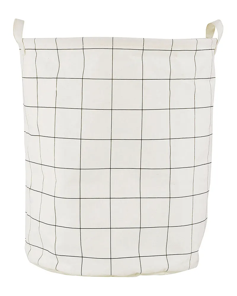 House Doctor Wäschekorb Corbeille à linge - Schwarz - beschichtete Baumwolle 