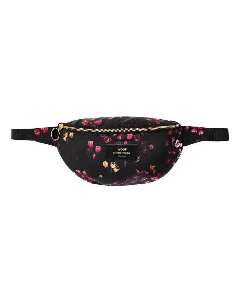 WOUF Gürteltasche Tulips - Schwarz - Recyceltes Polyester Schwarz