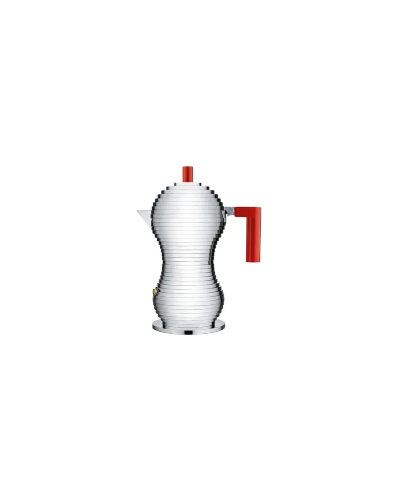 Alessi italienischer Kaffeebereiter Pulcina - Rot - Gussaluminium - Designer Michele de Lucchi 