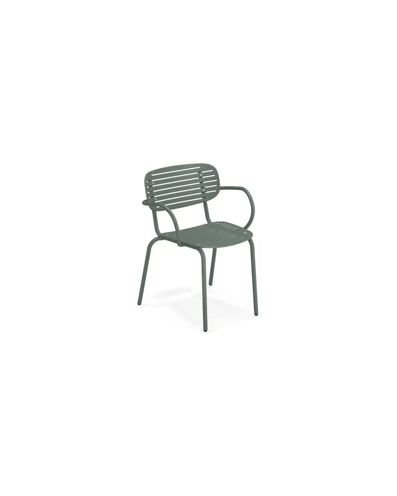 EMU Stapelbarer Sessel Mom - Grün - gefirnister Stahl - Designer Florent Coirier 