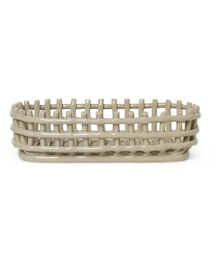 ferm LIVING Korb Ceramic - Beige - emaillierte Keramik 