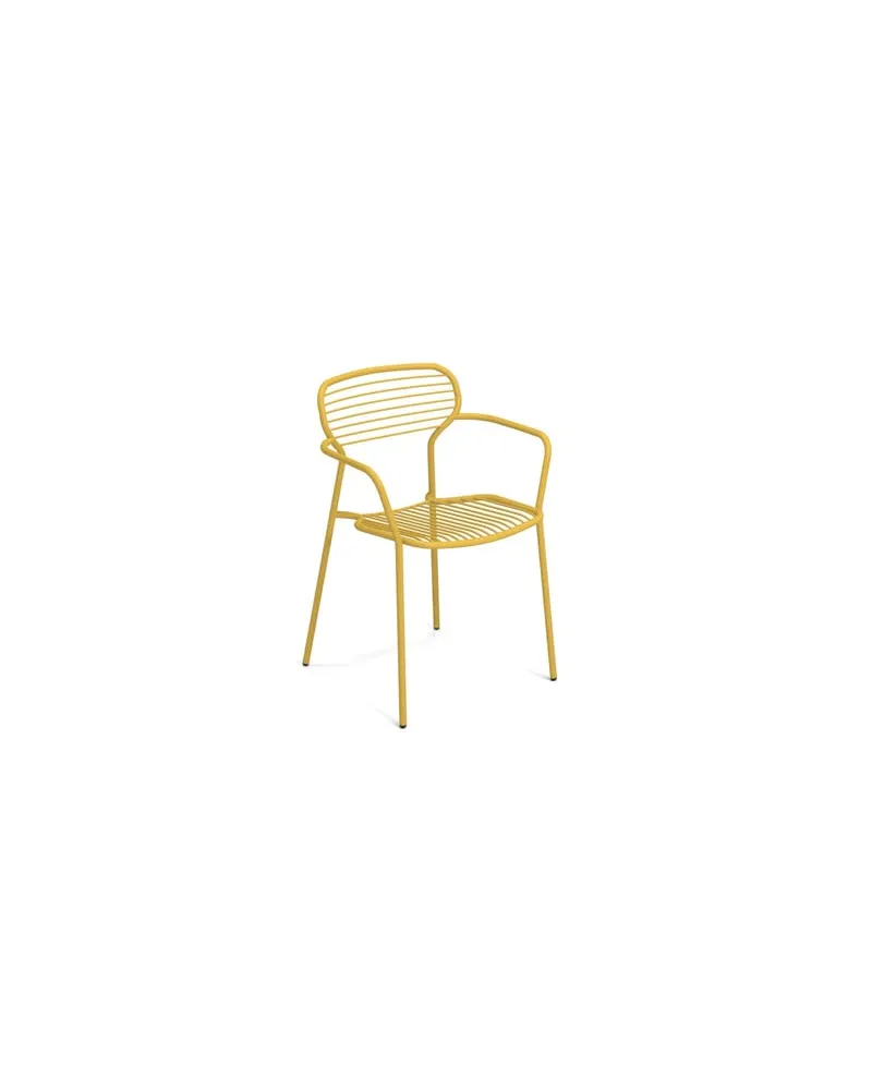 EMU Stapelbarer Sessel Apero - Gelb - gefirnister Stahl - Designer Martin Drechsel 
