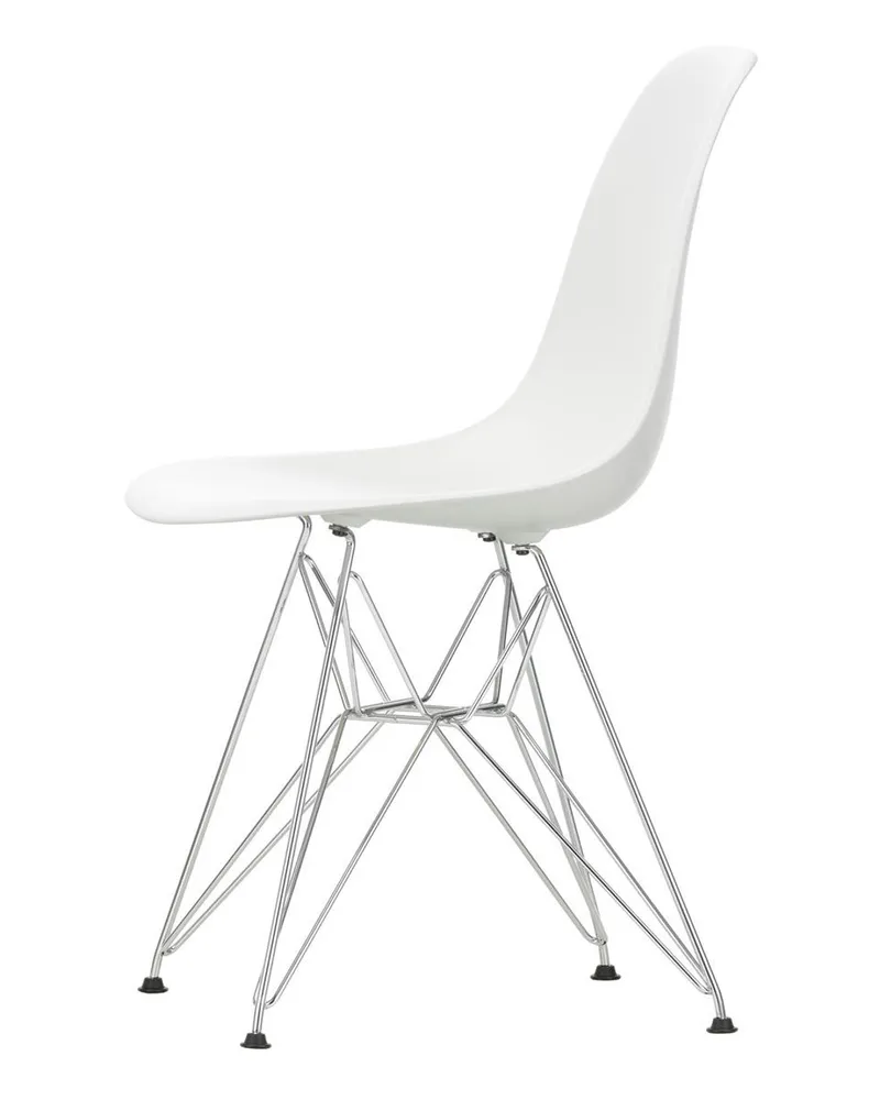 Vitra Stuhl Eames Plastic Side Chair - Weiß - verchromter Stahl - Designer Charles & Ray Eames 