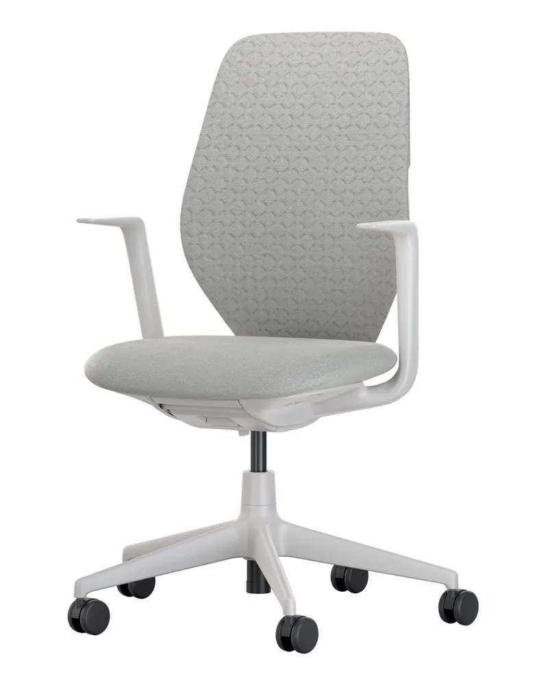 Vitra Sessel mit Rollen ACX - Grau - Gepolsterter Strickstoff - Designer Antonio Citterio 