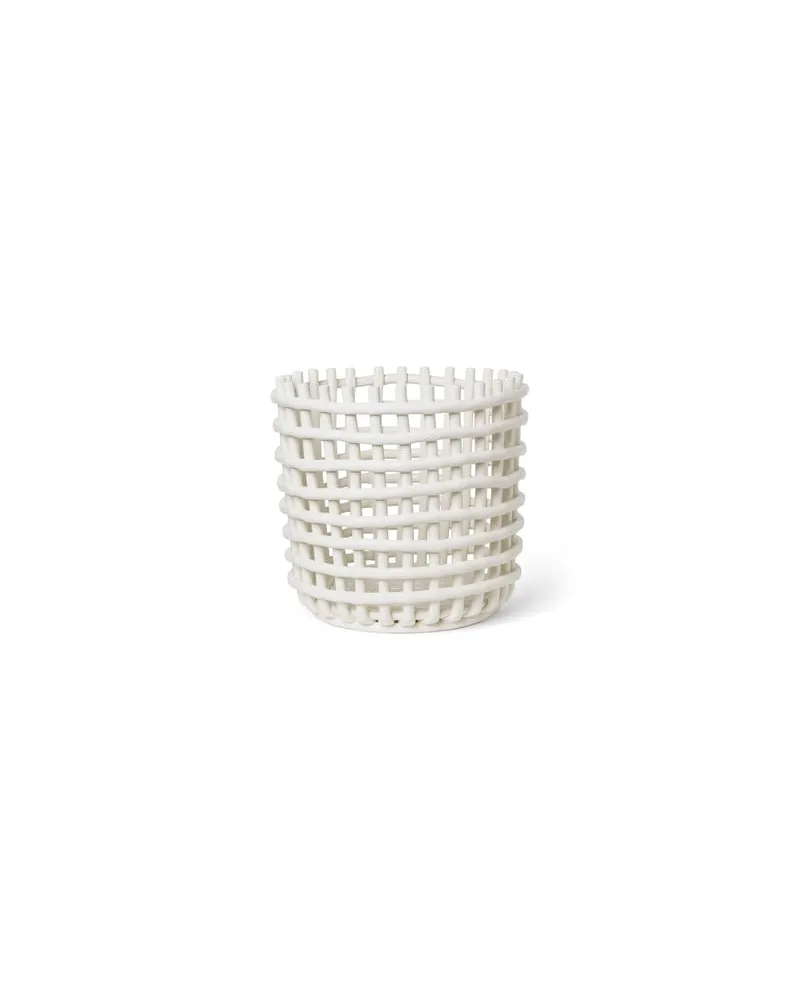 ferm LIVING Korb Ceramic - Weiß - emaillierte Keramik 