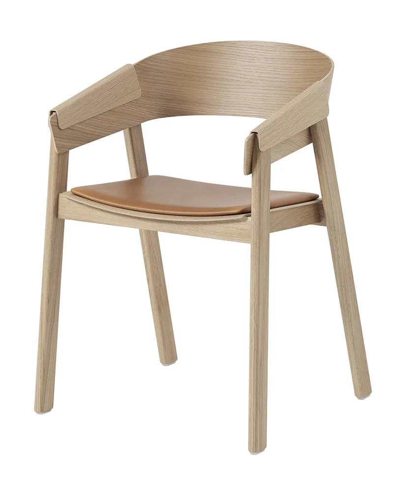 Muuto Sessel Cover - Holz natur - Vollnarben-Leder - Designer Thomas Bentzen 