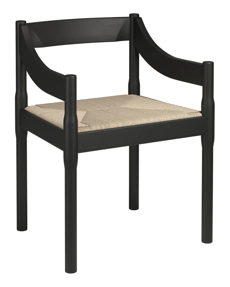 Fritz Hansen Sessel Carimate - Holz natur - Leinenseil - Designer Vico Magistretti 