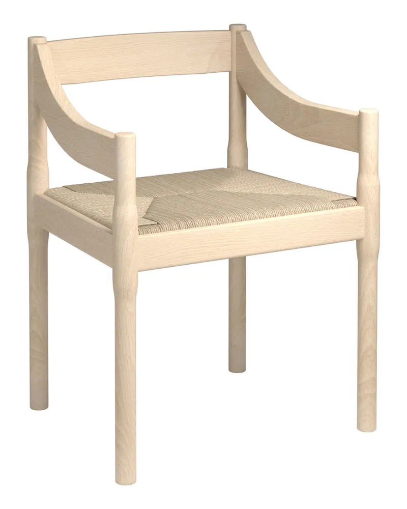 Fritz Hansen Sessel Carimate - Holz natur - Leinenseil - Designer Vico Magistretti 