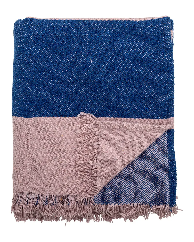 Bloomingville Decke Cadeo - Blau - Recycelte Baumwolle 