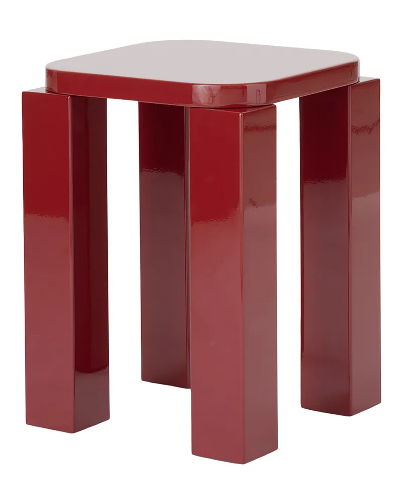 New Works Hocker - Rot - lackierte Holzfaserplatte - Designer John Astbury 