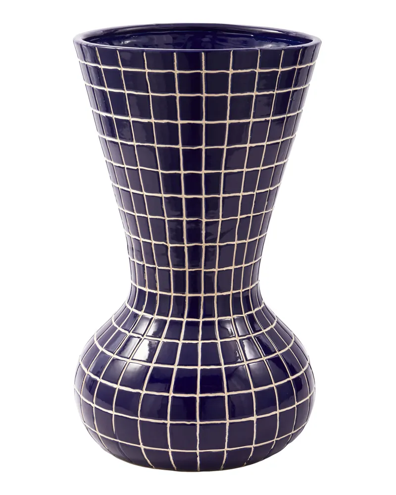 POLSPOTTEN Vase Hamam - Blau - emaillierte Keramik 