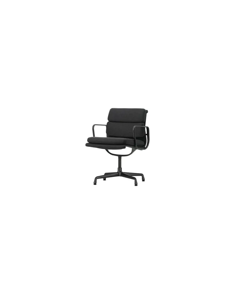 Vitra Gepolsterter Sessel Soft Pad - Schwarz - Aluminium-Druckguß - Designer Charles & Ray Eames 