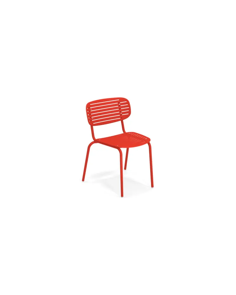 EMU Stapelbarer Stuhl Mom - Rot - gefirnister Stahl - Designer Florent Coirier 