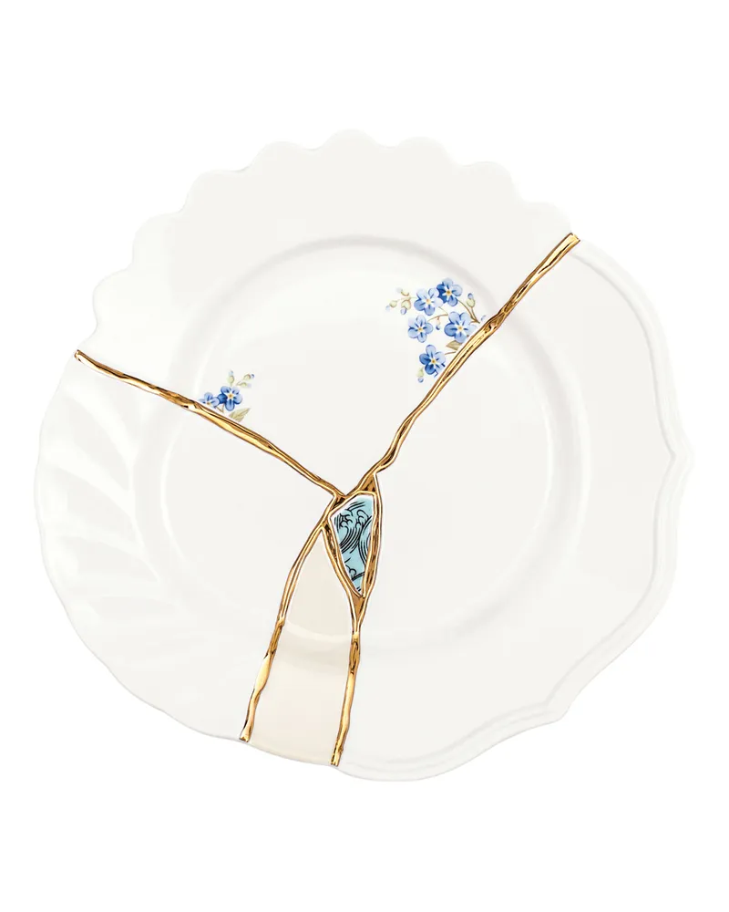 Seletti Dessertteller Kintsugi - Weiß - Gold - Designer Marcantonio 