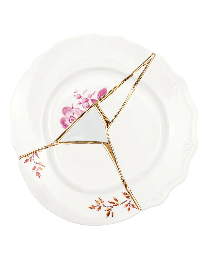 Seletti Dessertteller Kintsugi - Weiß - Gold - Designer Marcantonio 