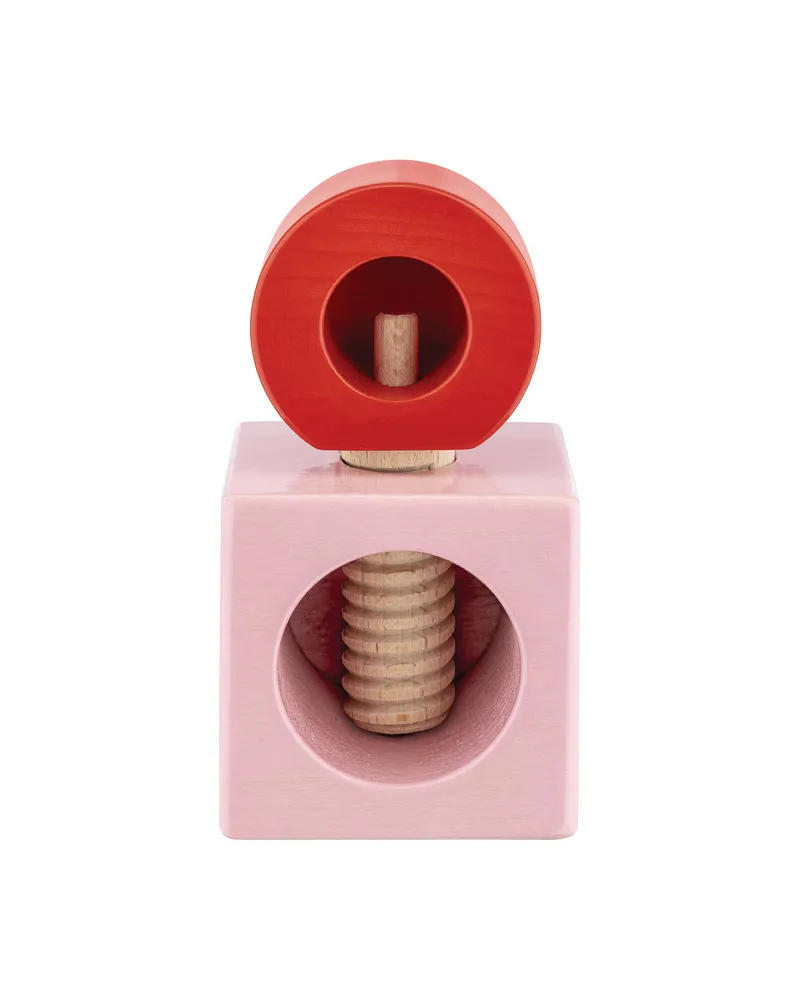 Alessi Nussknacker Twergi - Rosa - Lackierte Massiveiche - Designer Ettore Sottsass 