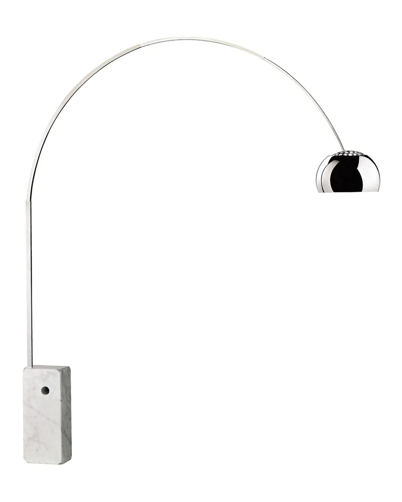 Flos Stehleuchte Arco - Metall - Carrara-Marmor - Designer Achille Castiglioni 