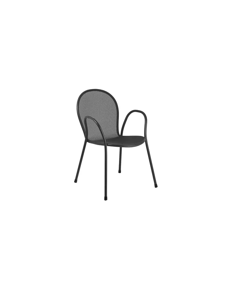 EMU Stapelbarer Sessel Ronda - Schwarz - gefirnister Stahl - Designer Aldo Ciabatti 