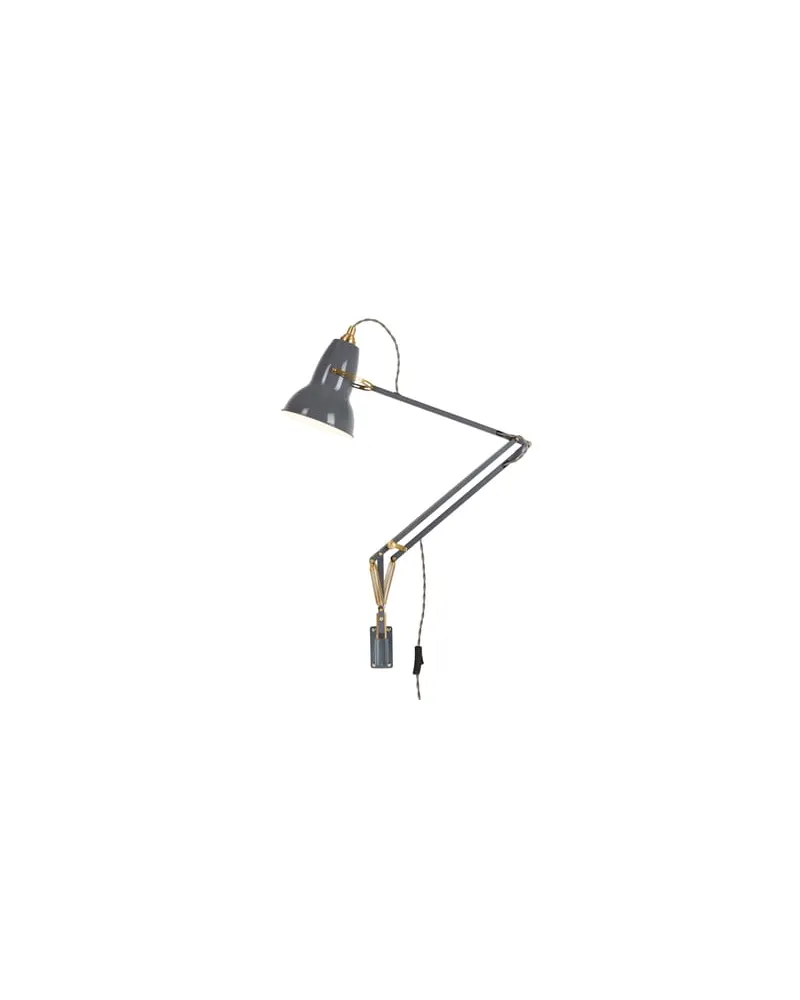 Anglepoise Wandleuchte mit On/Off-Schalter 1227 - Grau - Messing - Designer George Carwardine 