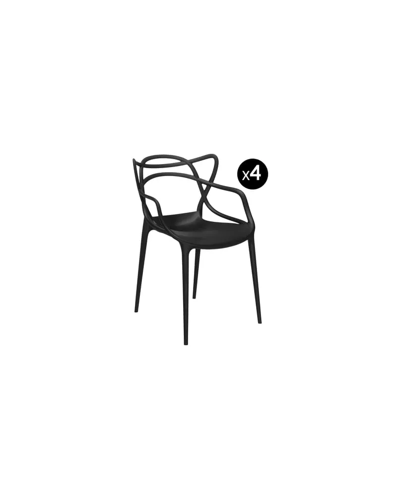 Kartell Stapelbarer Stuhl Masters - Schwarz - Recyceltes thermoplast. Technopolymer - Designer Philippe STARCK with Eugeni QUITLLET 