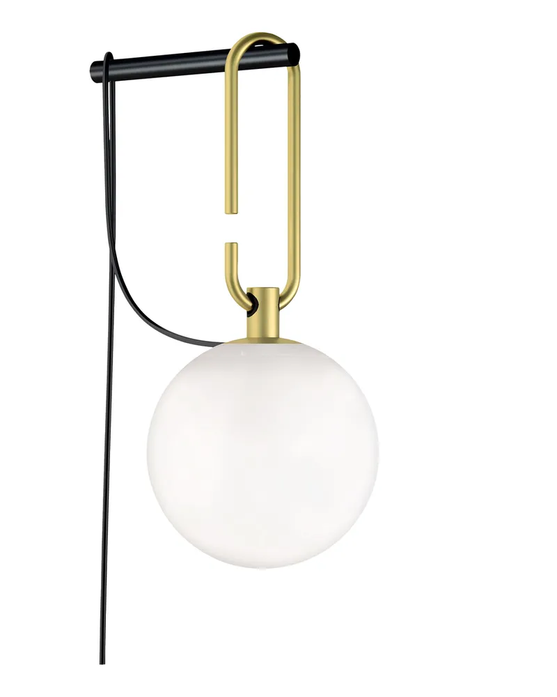 Artemide Wandleuchte mit Stromkabel nh - Gold - gebürstetes Messing - Designer Neri & Hu 