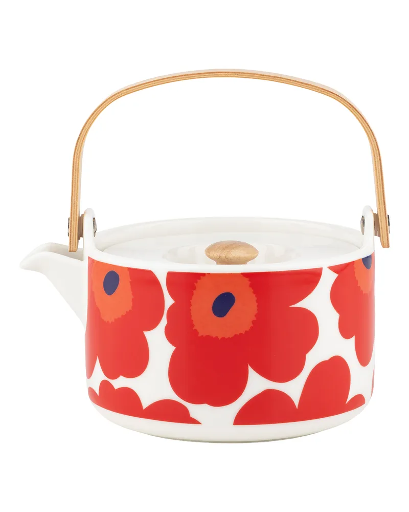 Marimekko Teekanne Unikko - Rot - Sandstein - Designer Maija Isola 
