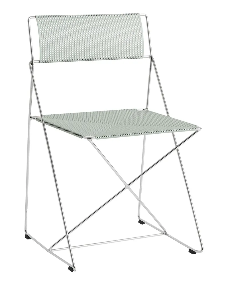 Hay Stapelbarer Stuhl X-Line - Silber - Perforiertes Stahlblech - Designer Niels Jørgen Haugesen 