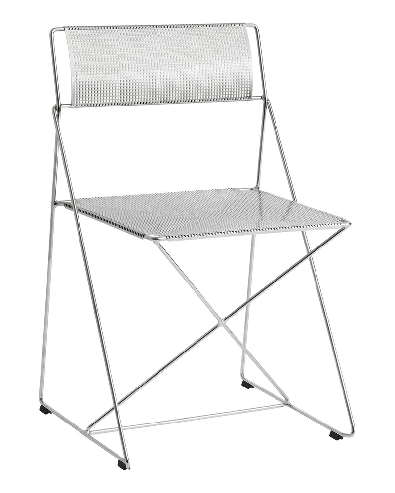Hay Stapelbarer Stuhl X-Line - Silber - Perforiertes Stahlblech - Designer Niels Jørgen Haugesen 