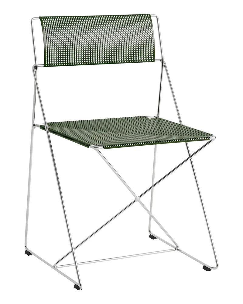 Hay Stapelbarer Stuhl X-Line - Silber - Perforiertes Stahlblech - Designer Niels Jørgen Haugesen 