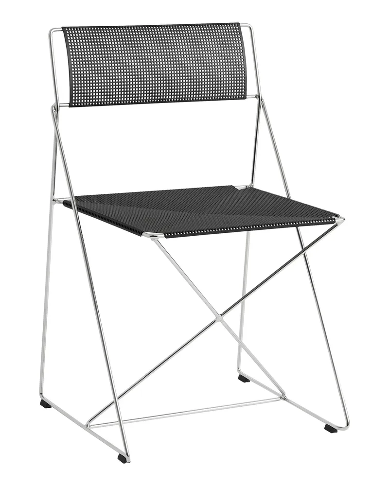 Hay Stapelbarer Stuhl X-Line - Silber - Perforiertes Stahlblech - Designer Niels Jørgen Haugesen 