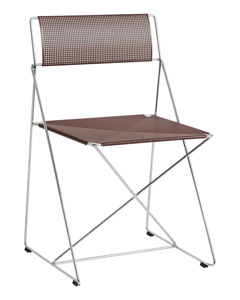 Hay Stapelbarer Stuhl X-Line - Silber - Perforiertes Stahlblech - Designer Niels Jørgen Haugesen 