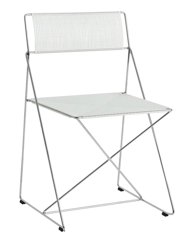 Hay Stapelbarer Stuhl X-Line - Silber - Perforiertes Stahlblech - Designer Niels Jørgen Haugesen 