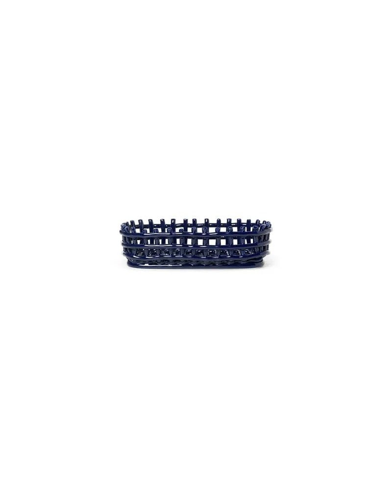 ferm LIVING Korb Ceramic - Blau - emaillierte Keramik 