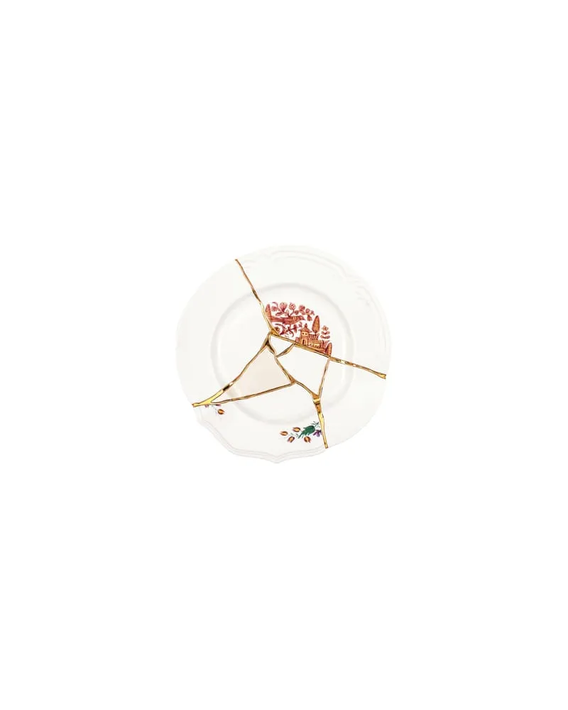 Seletti Teller Kintsugi - Weiß - Gold - Designer Marcantonio 